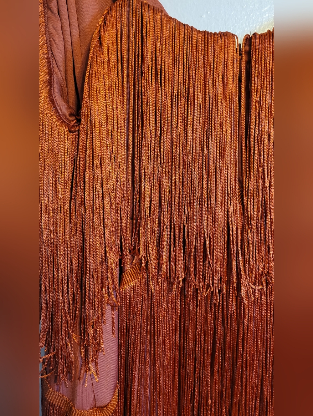 NWOT -- Burnt Orange Fringe Dress Size S - Picture 4 of 4